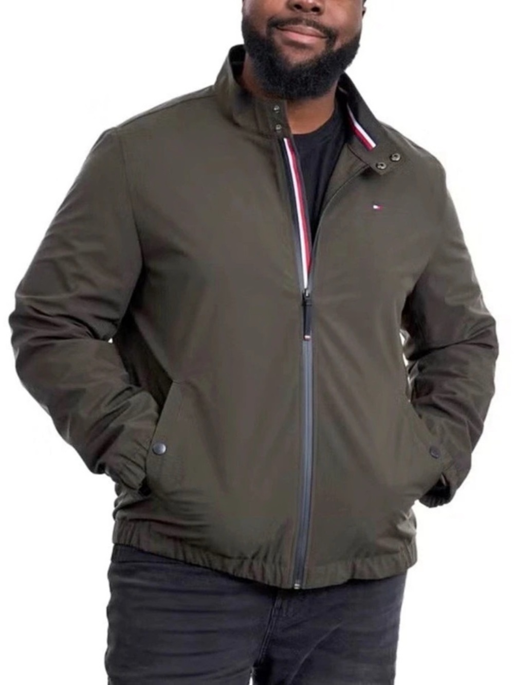 Tommy Hilfiger Stand Collar Soft Shell Bomber Men’s Jacket Green Small NWT